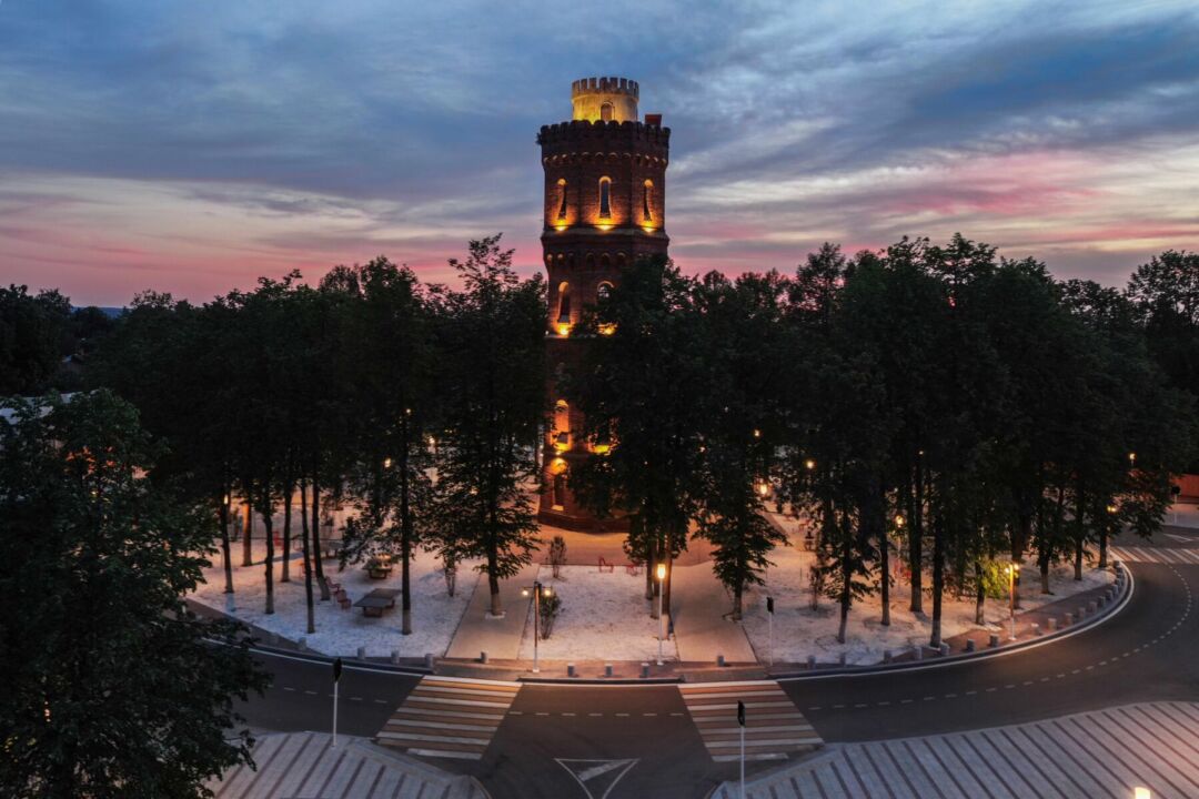 Renovated historic square in Zaraysk with modern design elements. Renovated historic square in Zaraysk with modern design elements.
