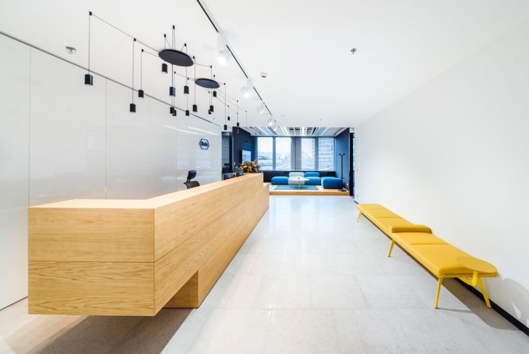 Innovative office design blending corporate identity with local culture.