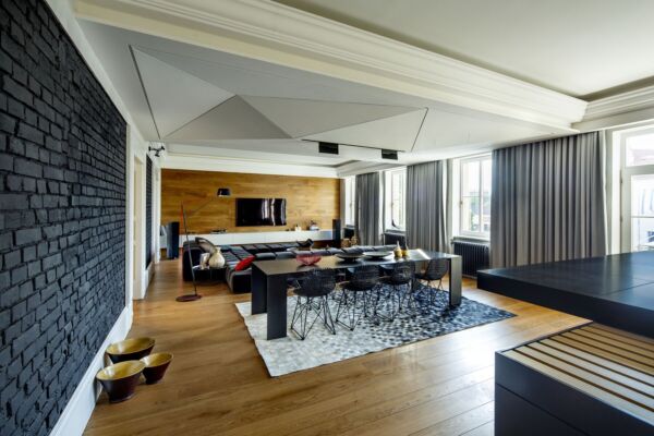 Elegant dining area with modern design elements.