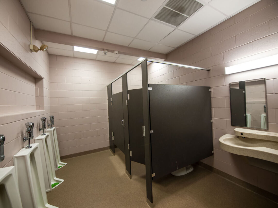 Spacious and functional locker area for athletes.
