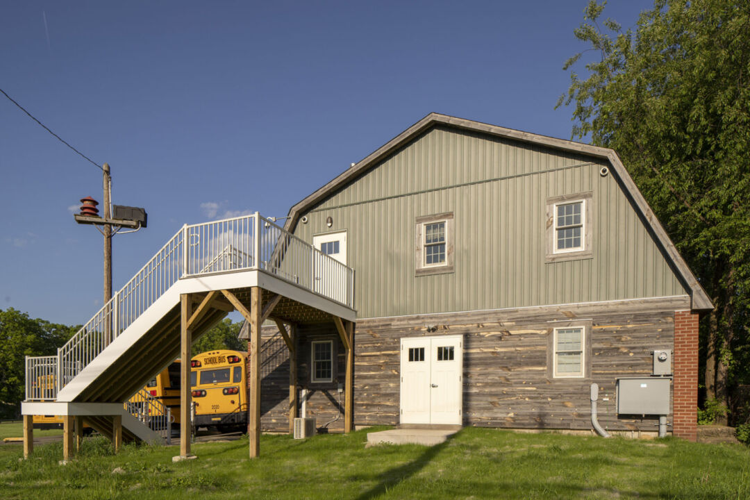 The barn design reflects Midland Park