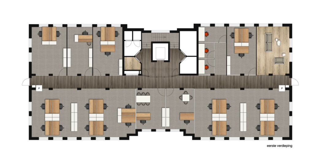 Spacious communal restaurant enhancing employee interaction. Spacious communal restaurant enhancing employee interaction.