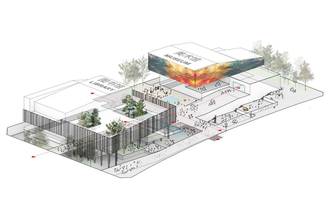 Pooling Stack of Shenzhen Library offers vibrant public spaces.