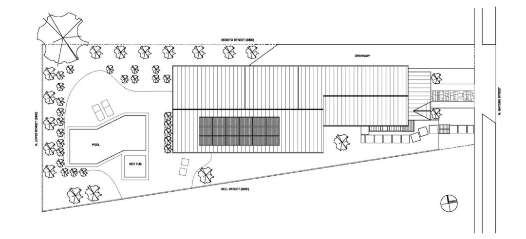 Innovative architectural design in a narrow lot setting.