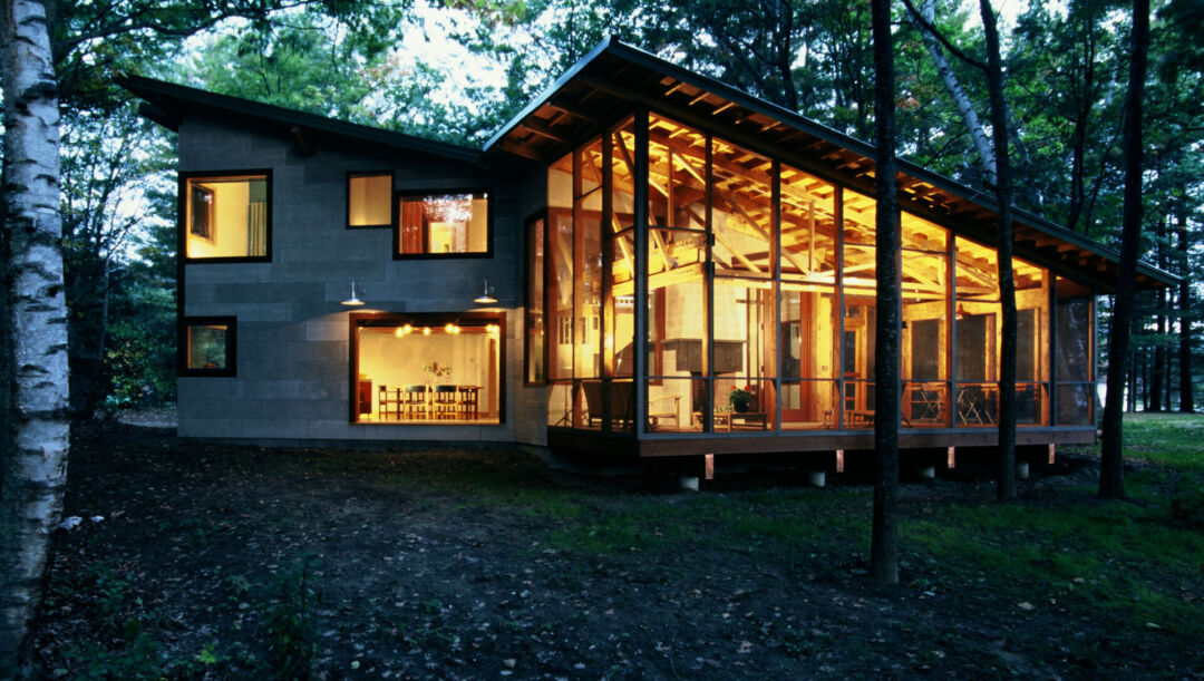 Inviting interiors of Mascoma Lake House showcasing local materials.