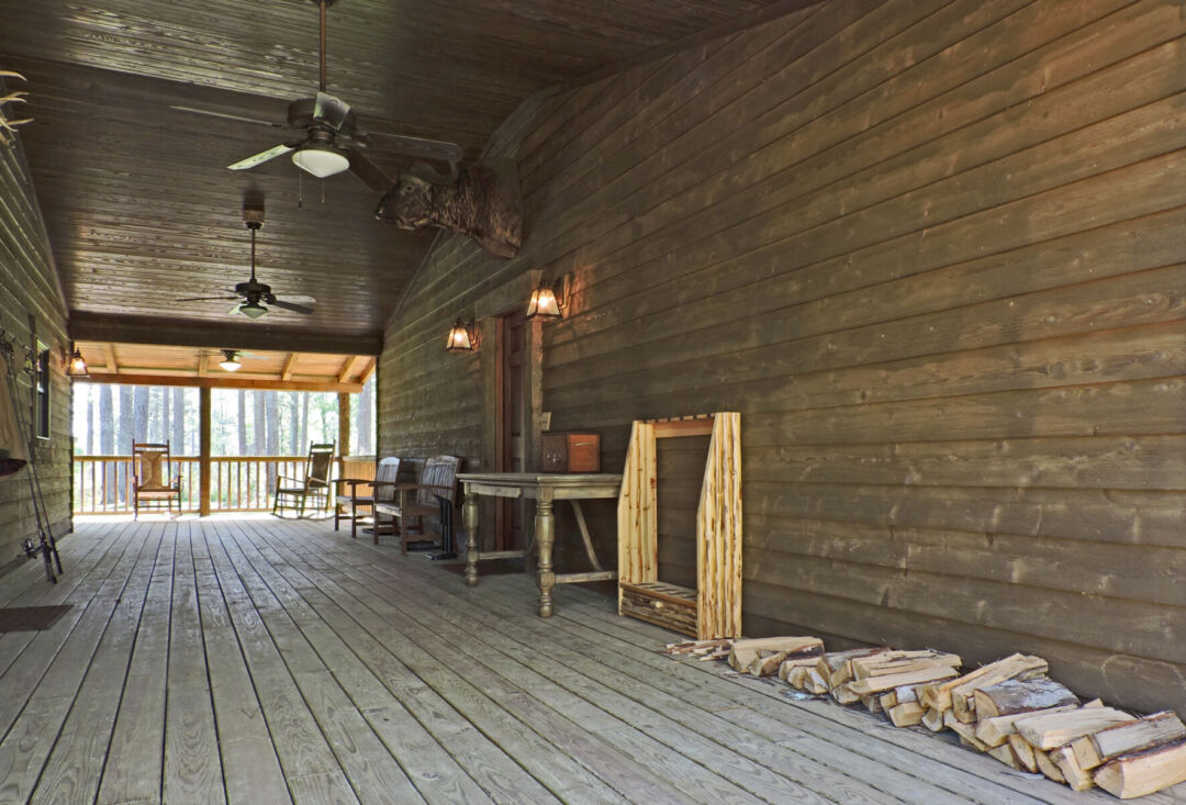 Eco-friendly materials used in the Rustic Cabin Addition for sustainability. Eco-friendly materials used in the Rustic Cabin Addition for sustainability.