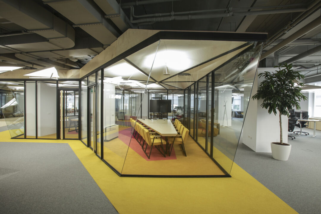 Brightly lit office enhancing productivity and mood.