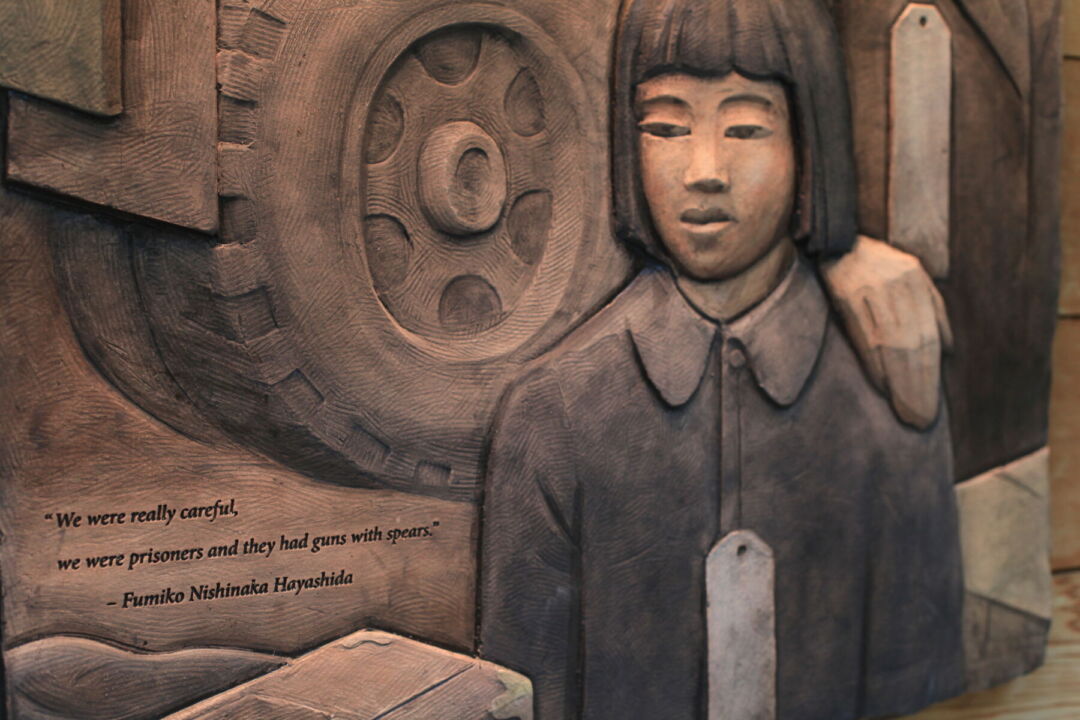 Friezes illustrating the lives of Japanese Americans before WWII. Friezes illustrating the lives of Japanese Americans before WWII.