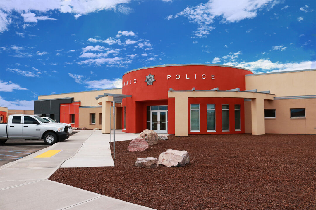 Striking facade inspired by traditional Navajo hogan architecture. Striking facade inspired by traditional Navajo hogan architecture.