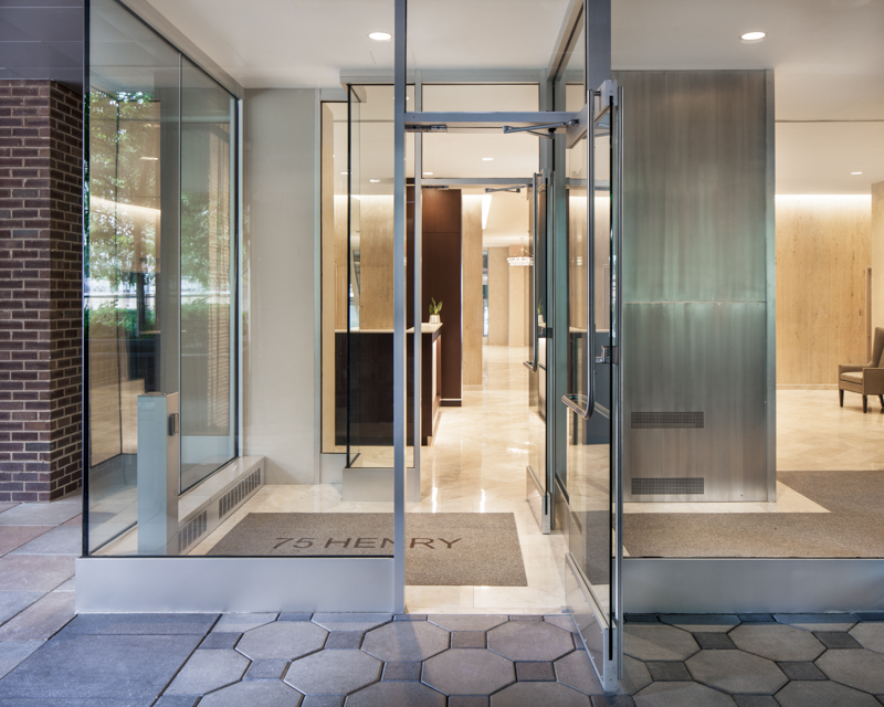 Architectural details reflecting modern trends at 75 Henry Street.