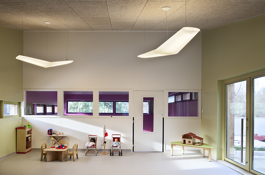 Whimsical design resembling Nordic chalets.