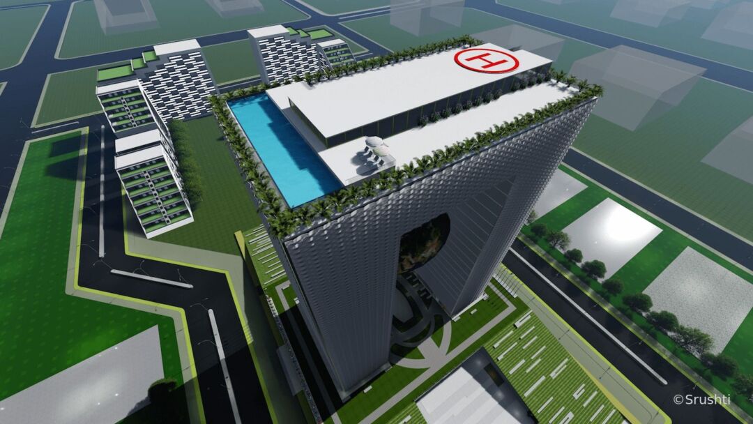 Stunning visualization of the APNRT Icon Building in Hyderabad.